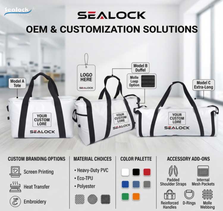 OEM fish cooler kill bags in custom brand colors with rod loops and drain ports